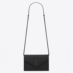 Saint Laurent Cassandre Matelassé Envelope Chain Wallet